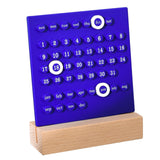 Wooden Kids Calendar DIY Hand Operated Develop Planning Skills Perpetual Calendar for Home Blue - Side View