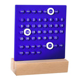 Wooden Kids Calendar DIY Hand Operated Develop Planning Skills Perpetual Calendar for Home Blue