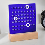 Wooden Kids Calendar DIY Hand Operated Develop Planning Skills Perpetual Calendar for Home Blue