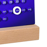 Wooden Kids Calendar DIY Hand Operated Develop Planning Skills Perpetual Calendar for Home Blue