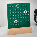 Wooden Kids Calendar DIY Hand Operated Develop Planning Skills Perpetual Calendar for Home Green