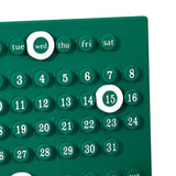 Wooden Kids Calendar DIY Hand Operated Develop Planning Skills Perpetual Calendar for Home Green - Close-Up Angle