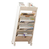 Classroom Bookshelf Multilayer with Universal Wheel Book Storage Shelving for Living Room - Side View