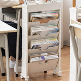 Classroom Bookshelf Multilayer with Universal Wheel Book Storage Shelving for Living Room - Extra Image