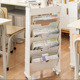 Classroom Bookshelf Multilayer with Universal Wheel Book Storage Shelving for Living Room