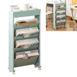 Classroom Bookshelf Multilayer with Universal Wheel Book Storage Shelving for Living Room - Rear View