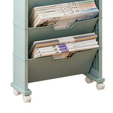 Classroom Bookshelf Multilayer with Universal Wheel Book Storage Shelving for Living Room