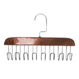 Multifunctional Hanger Punch Free with 8 Hooks Wood and Stainless Steel Cap Holder for Student Dormitory Dark Brown