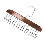 Multifunctional Hanger Punch Free with 8 Hooks Wood and Stainless Steel Cap Holder for Student Dormitory Dark Brown - Front View