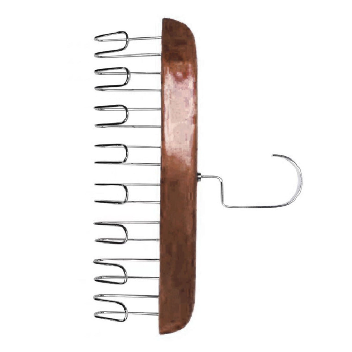 Multifunctional Hanger Punch Free with 8 Hooks Wood and Stainless Steel Cap Holder for Student Dormitory Dark Brown