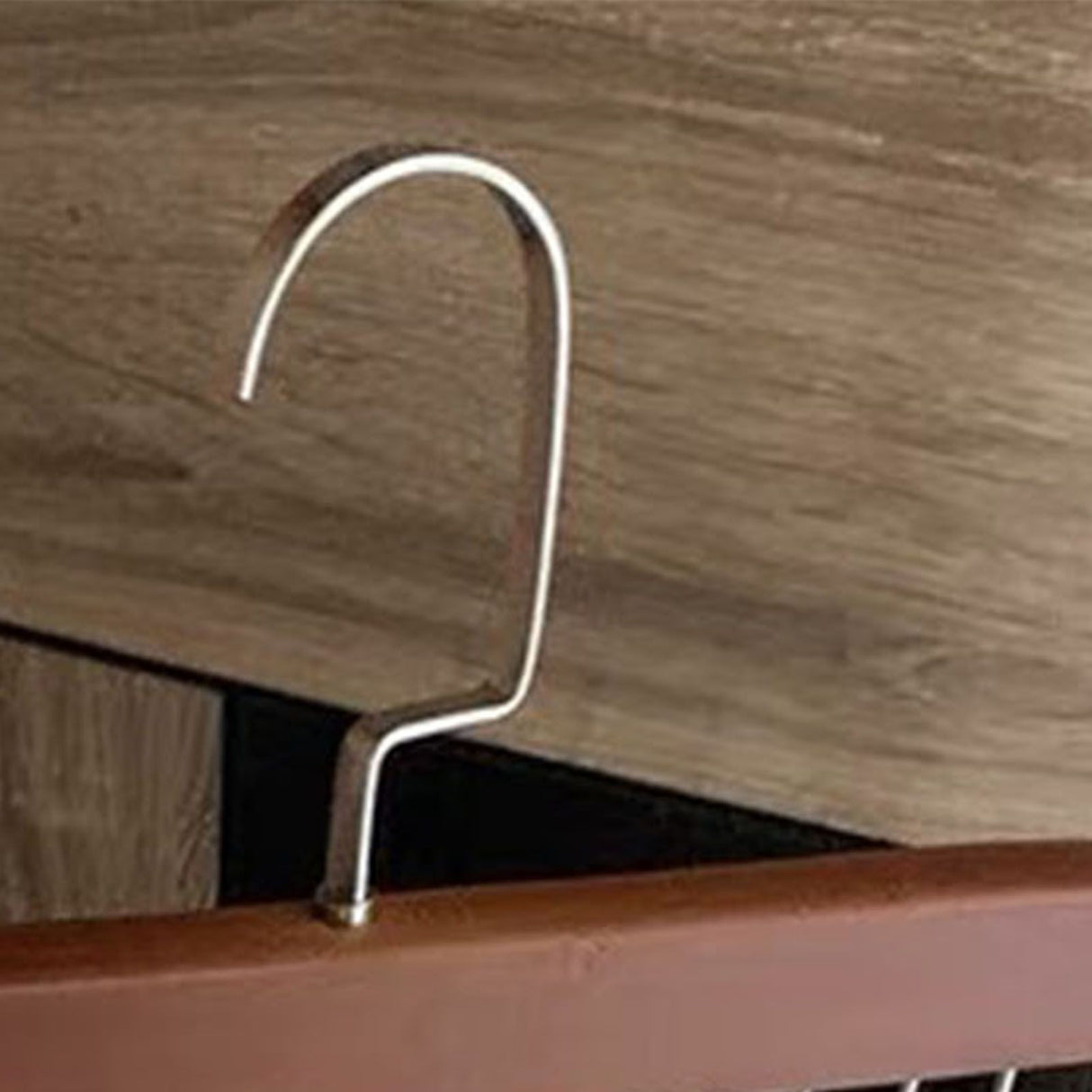 Multifunctional Hanger Punch Free with 8 Hooks Wood and Stainless Steel Cap Holder for Student Dormitory Dark Brown