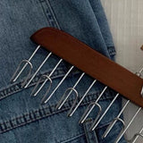 Multifunctional Hanger Punch Free with 8 Hooks Wood and Stainless Steel Cap Holder for Student Dormitory Dark Brown