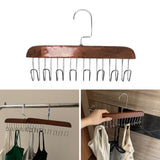 Multifunctional Hanger Punch Free with 8 Hooks Wood and Stainless Steel Cap Holder for Student Dormitory Dark Brown