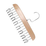 Multifunctional Hanger Punch Free with 8 Hooks Wood and Stainless Steel Cap Holder for Student Dormitory Khaki - Front View