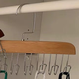 Multifunctional Hanger Punch Free with 8 Hooks Wood and Stainless Steel Cap Holder for Student Dormitory Khaki