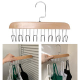 Multifunctional Hanger Punch Free with 8 Hooks Wood and Stainless Steel Cap Holder for Student Dormitory Khaki - Extra Image