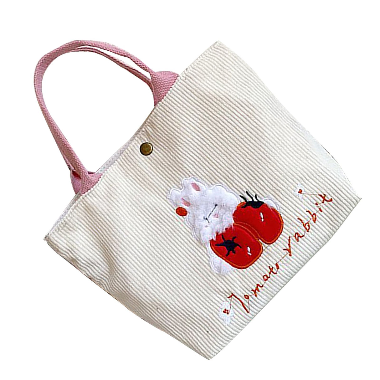 Cute Handbag Snap Button Closure Thickened Cute Pattern Fashionable Small Tote Bag for Shopping Commuting Strawberry