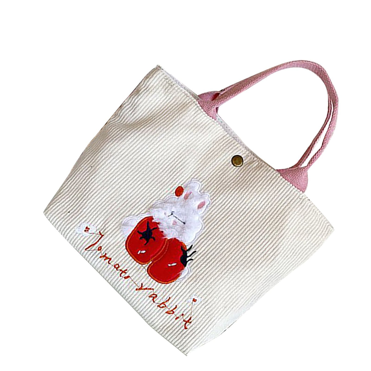 Cute Handbag Snap Button Closure Thickened Cute Pattern Fashionable Small Tote Bag for Shopping Commuting Strawberry