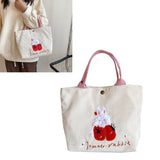 Cute Handbag Snap Button Closure Thickened Cute Pattern Fashionable Small Tote Bag for Shopping Commuting Strawberry