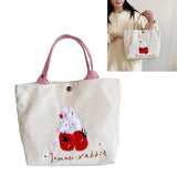 Cute Handbag Snap Button Closure Thickened Cute Pattern Fashionable Small Tote Bag for Shopping Commuting Strawberry