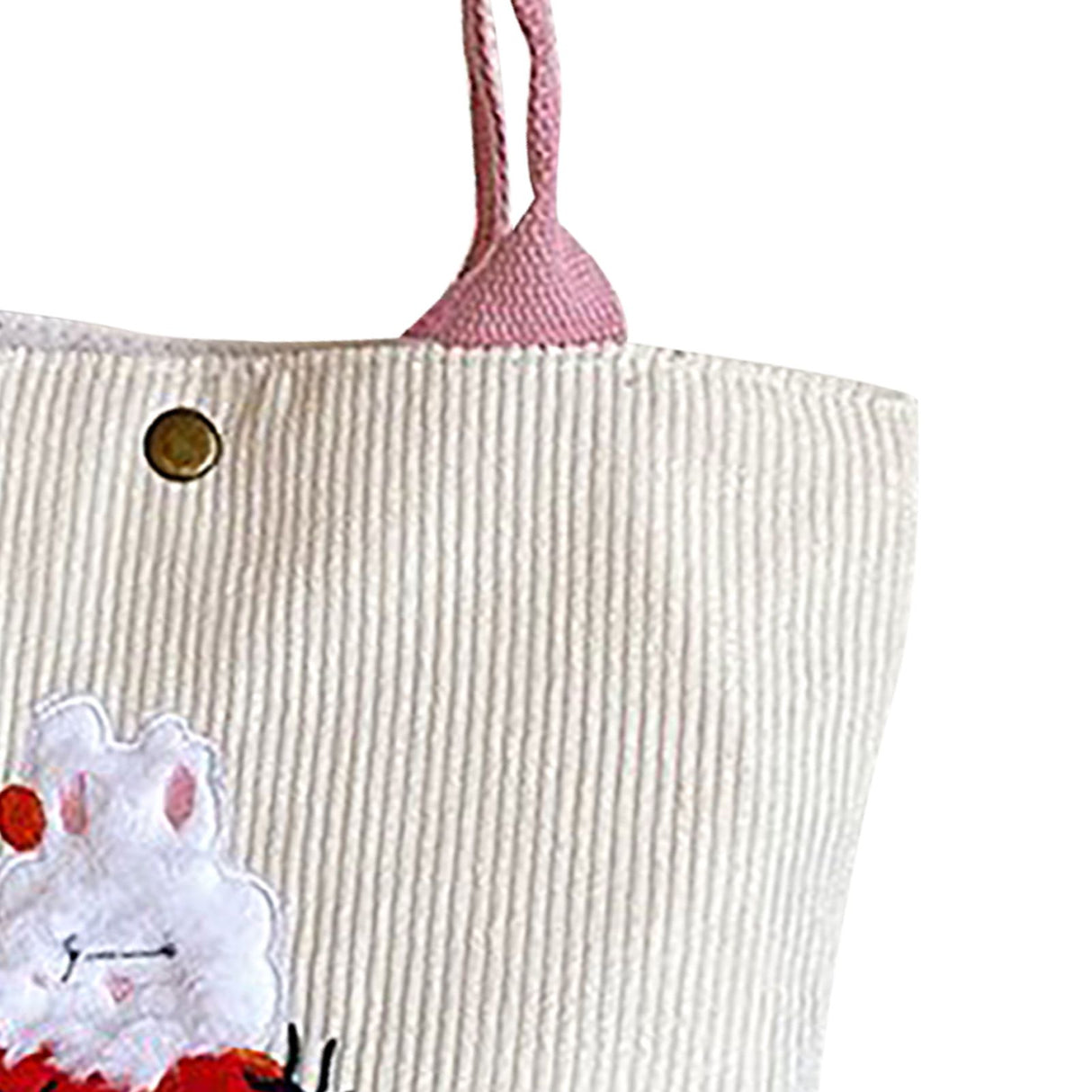 Cute Handbag Snap Button Closure Thickened Cute Pattern Fashionable Small Tote Bag for Shopping Commuting Strawberry