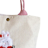 Cute Handbag Snap Button Closure Thickened Cute Pattern Fashionable Small Tote Bag for Shopping Commuting Strawberry