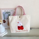 Cute Handbag Snap Button Closure Thickened Cute Pattern Fashionable Small Tote Bag for Shopping Commuting Strawberry - Extra Image