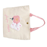 Cute Handbag Snap Button Closure Thickened Cute Pattern Fashionable Small Tote Bag for Shopping Commuting Pink Flower
