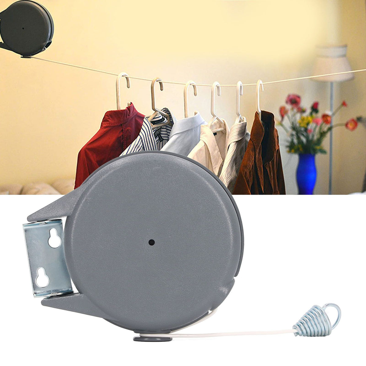Retractable Clothesline Sturdy Durable Lightweight Clothes Drying Line for Home Indoor Outdoor
