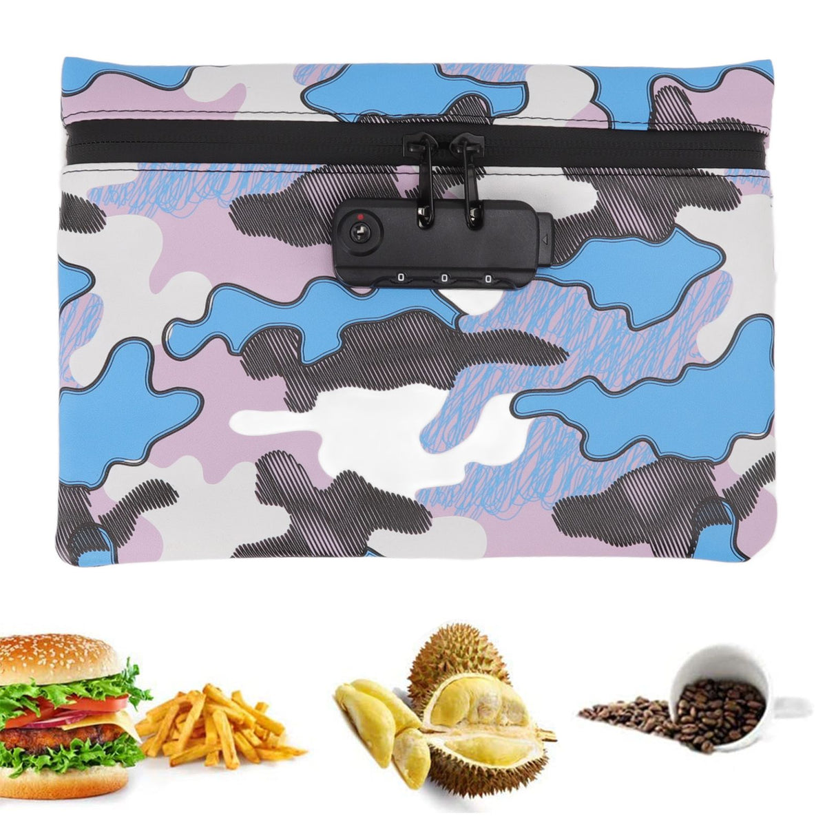 Smell Proof Bag Storage Carrying Bag PU Leather with Combination Lock for Home Outdoor