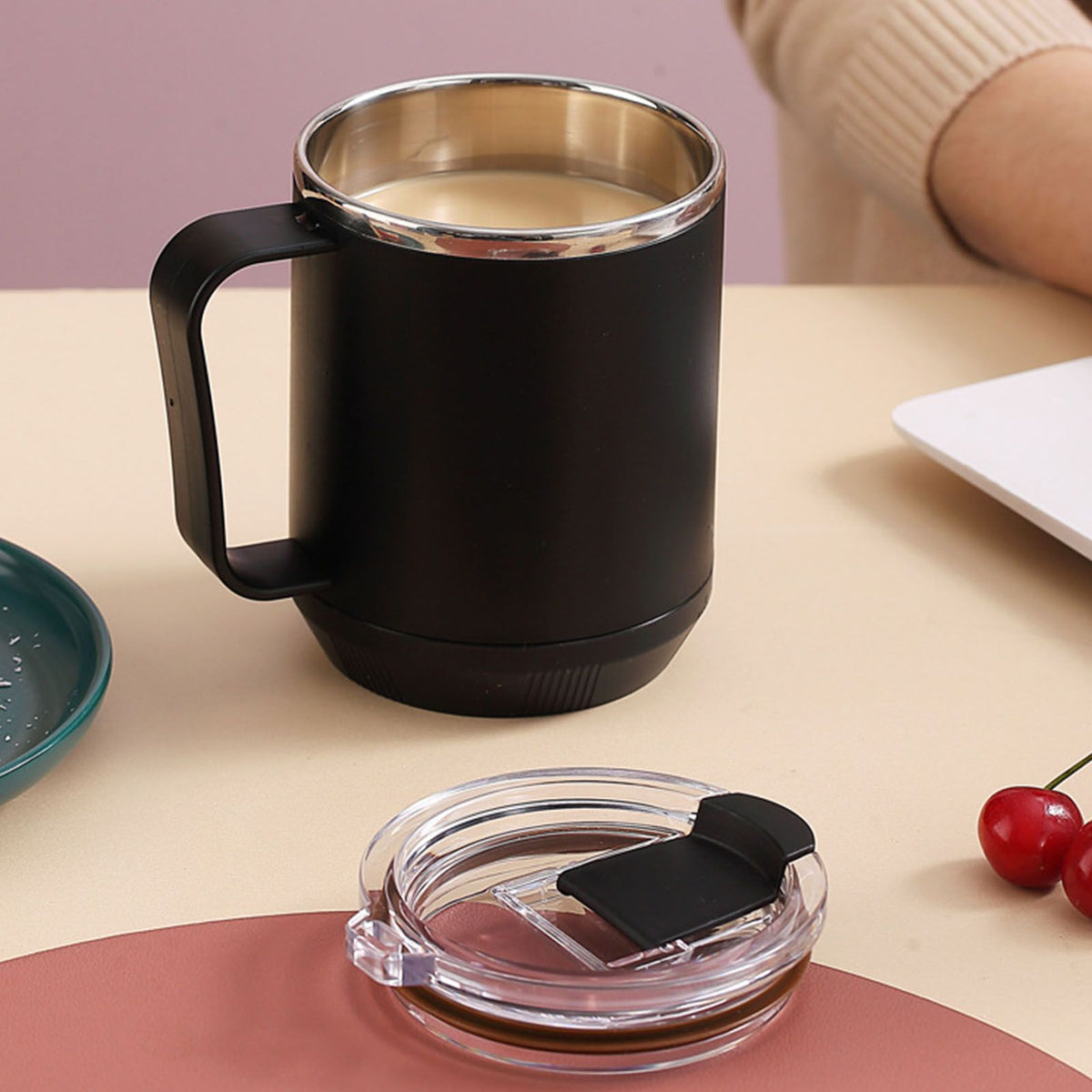 Coffee Mug 460ml 304 Stainless Steel Liner Leakproof Elegant Portable Mug for Outdoor Activities Black