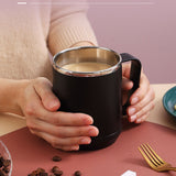 Coffee Mug 460ml 304 Stainless Steel Liner Leakproof Elegant Portable Mug for Outdoor Activities Black - Rear View