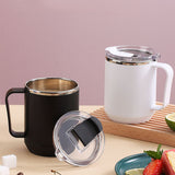 Coffee Mug 460ml 304 Stainless Steel Liner Leakproof Elegant Portable Mug for Outdoor Activities White