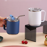 Coffee Mug 460ml 304 Stainless Steel Liner Leakproof Elegant Portable Mug for Outdoor Activities White - Extra Image