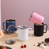 Coffee Mug 460ml 304 Stainless Steel Liner Leakproof Elegant Portable Mug for Outdoor Activities White