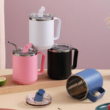 Coffee Mug 460ml 304 Stainless Steel Liner Leakproof Elegant Portable Mug for Outdoor Activities White