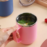 Coffee Mug 460ml 304 Stainless Steel Liner Leakproof Elegant Portable Mug for Outdoor Activities Pink - 45-Degree Angle