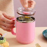 Coffee Mug 460ml 304 Stainless Steel Liner Leakproof Elegant Portable Mug for Outdoor Activities Pink - Rear View