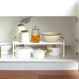 Cabinet Storage Shelf Rack Layered Storage Easy to Install Multifunction Counter Organizer Shelf for Seasoner Bowl Small White - Extra Image