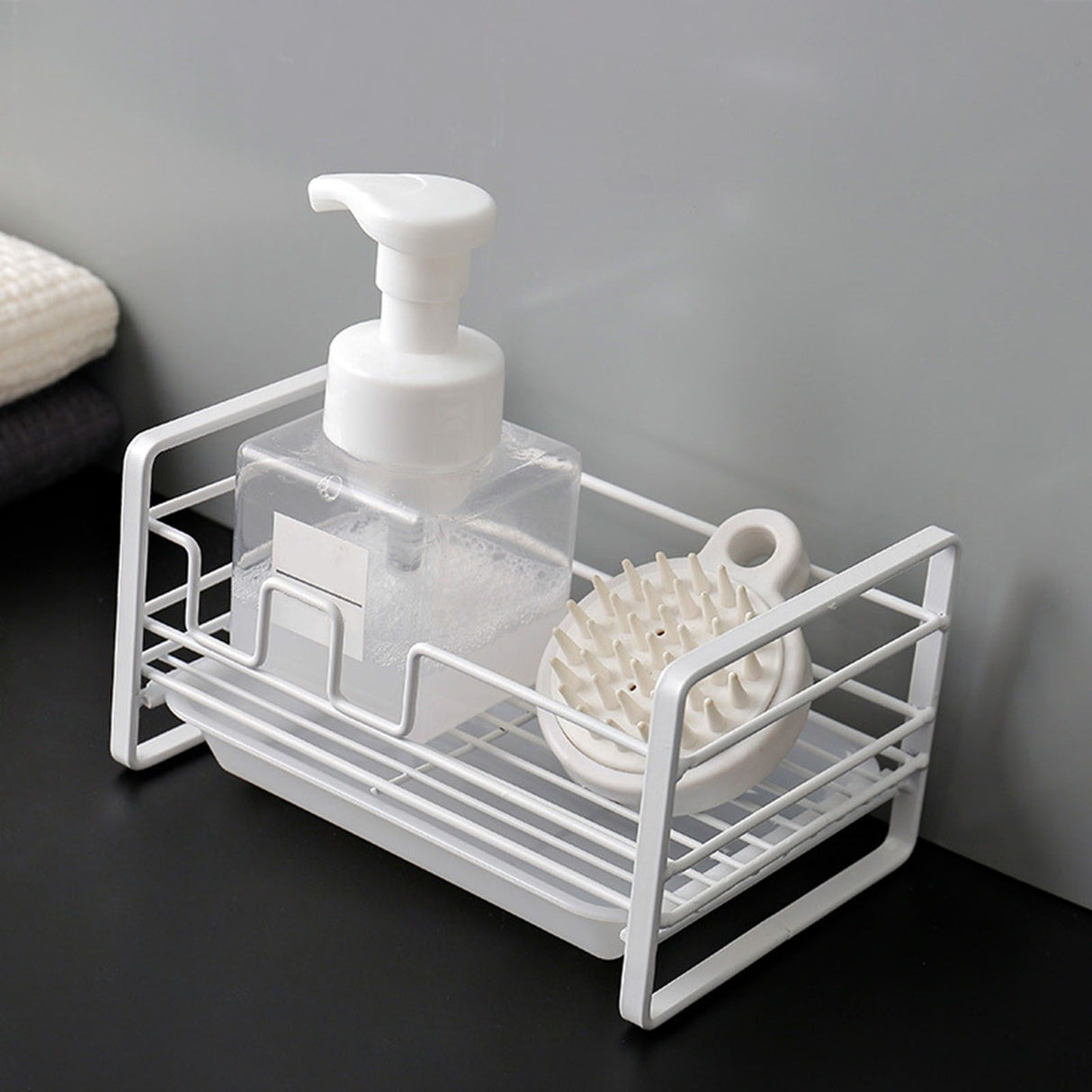 Sponge Storage Rack Matte White Compact Rust Prevention Sponge Drainer Rack Kitchen Drying Rack for Shower Room
