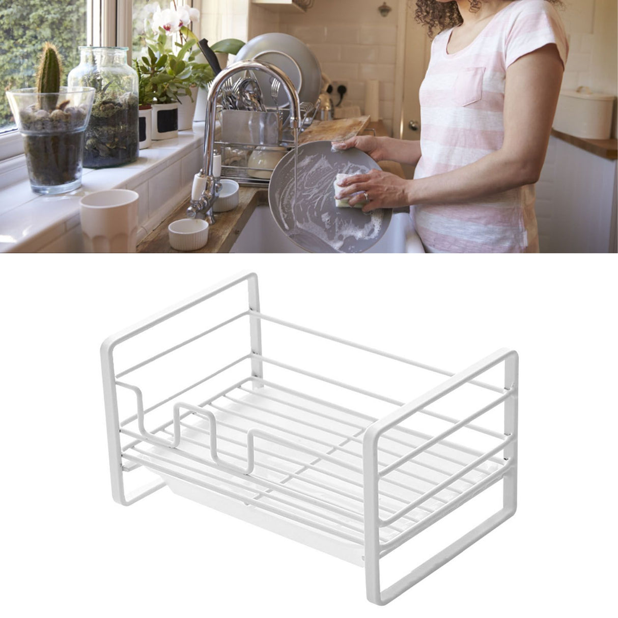 Sponge Storage Rack Matte White Compact Rust Prevention Sponge Drainer Rack Kitchen Drying Rack for Shower Room