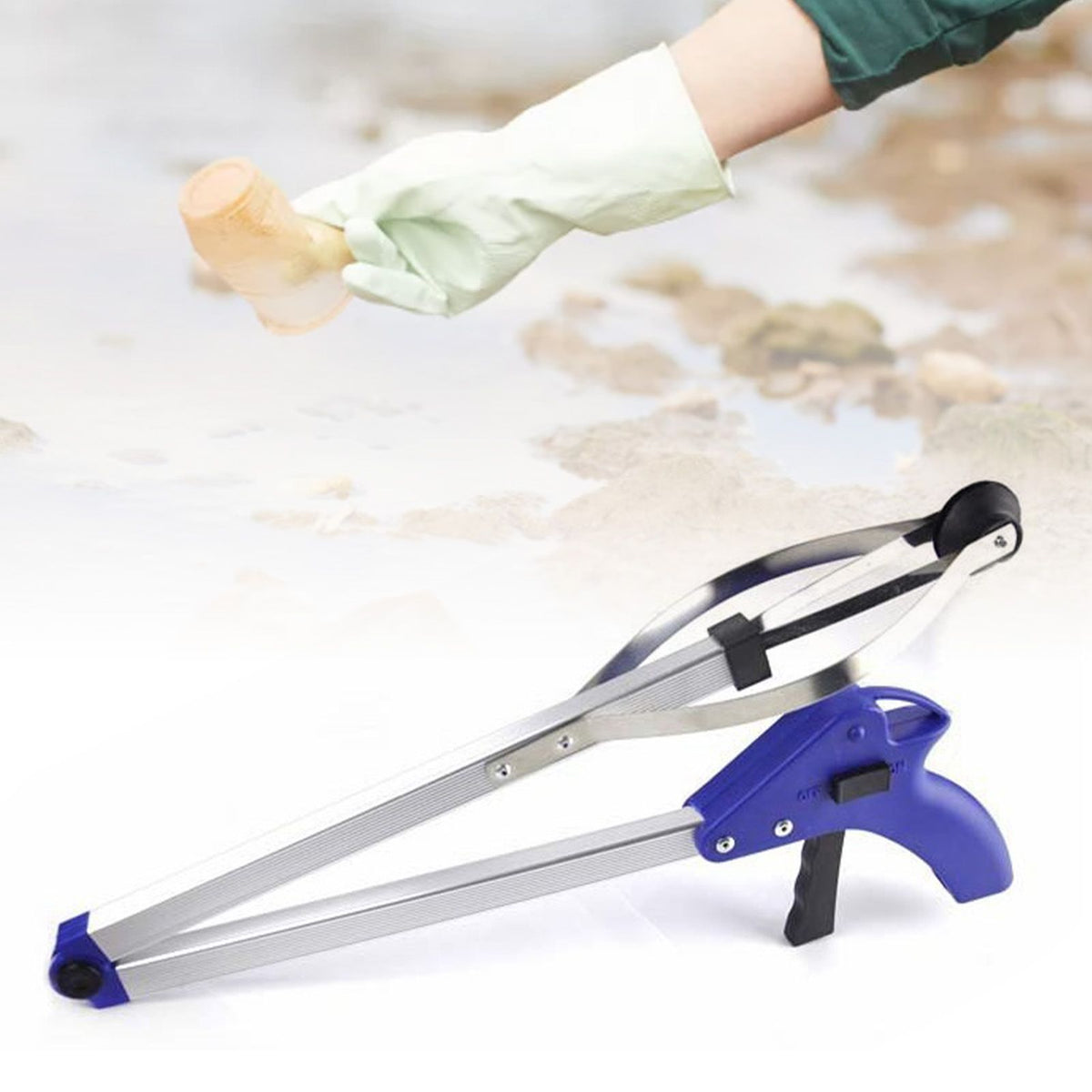 Long Grabber Foldable Reacher 81cm Clamp Picker Portable Tool for Litter Trash Coin