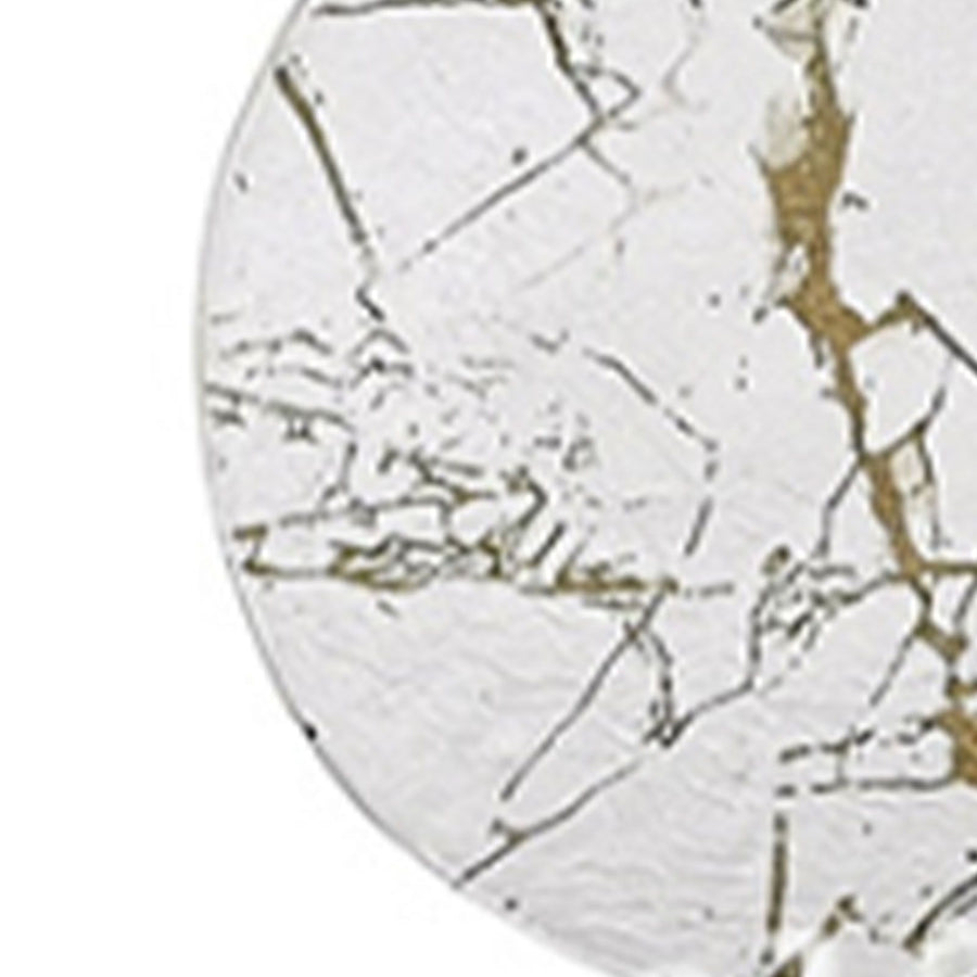7PCS Drink Coaster Reversible Leather Round Platinum Marble Appearance 10cm Cup Mat for Home