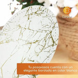 7PCS Drink Coaster Reversible Leather Round Platinum Marble Appearance 10cm Cup Mat for Home - Extra Image