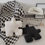 Plush Throw Pillow Ultra Soft Cushion Puzzle Special Shaped for Sofa Bed Window Home Decor Black