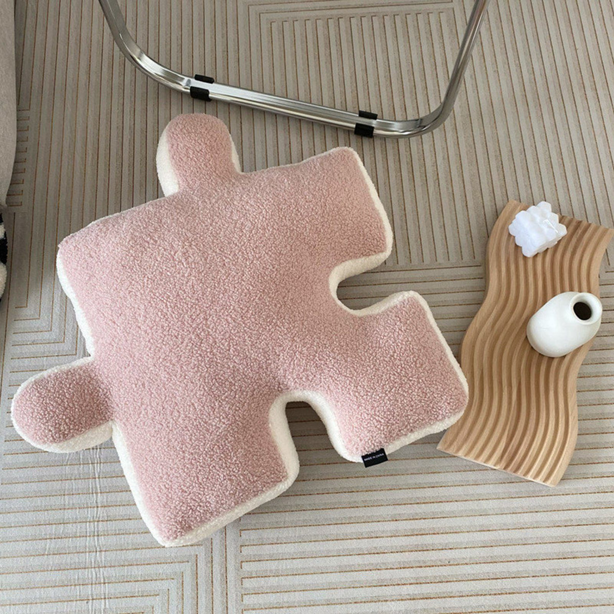 Plush Throw Pillow Ultra Soft Cushion Puzzle Special Shaped for Sofa Bed Window Home Decor Pink