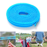 Clothesline 8 Meters Windproof Stable Load Bearing Nylon Material Punch Free Installation Laundry Rope for Indoor Outdoor Blue - Top-Down View