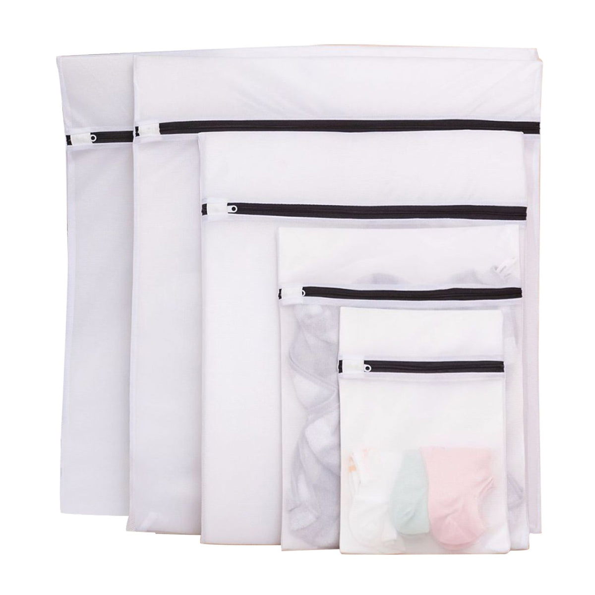 Set of 8 Mesh Laundry Bag Washing Machine Wash Bags with Zipper for Underwea Home Hotel