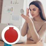 Single Sided Folding Circular Mirror Plastic Portable Compact Cosmetic Pocket Mirror Red - Rear View