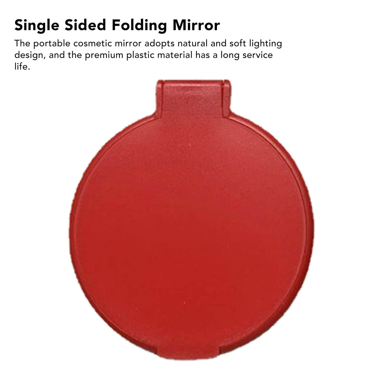 Single Sided Folding Circular Mirror Plastic Portable Compact Cosmetic Pocket Mirror Red